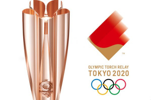Tokyo 2020 Olympic torch relay emblem and torch