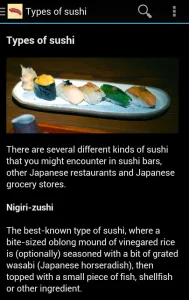 Sushi dictionary app for sushi enthusiasts.