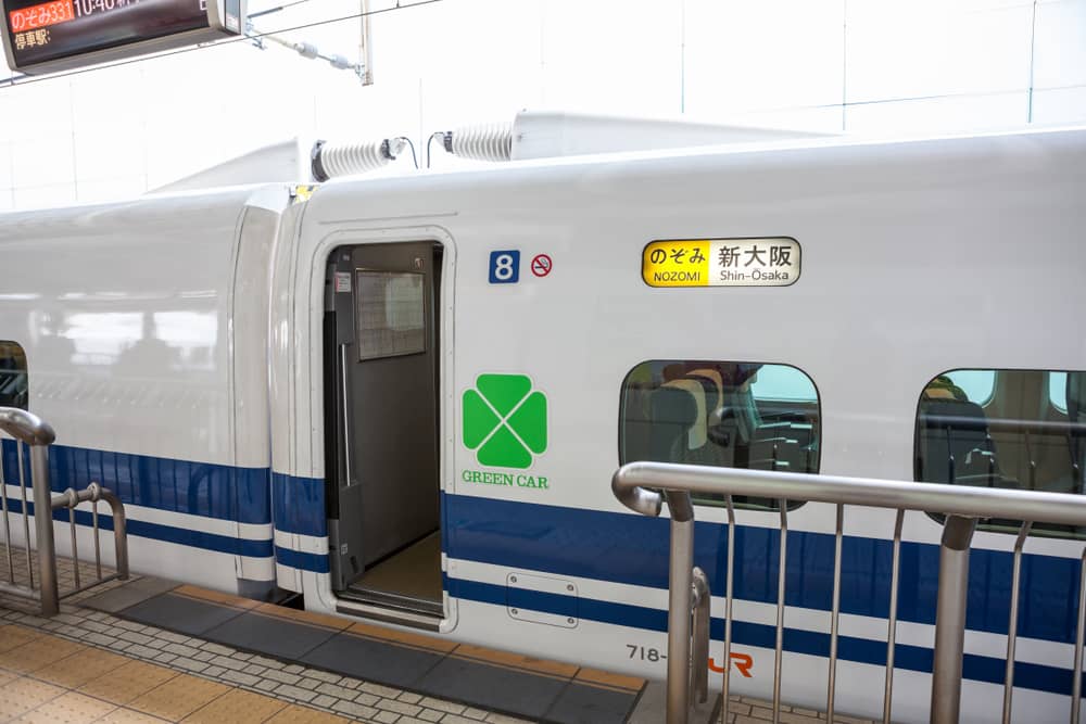 Green Class car train in Japan.