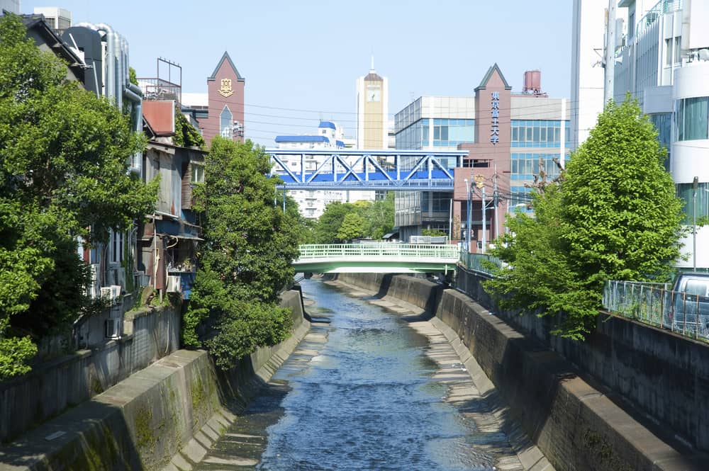 Kanda river in Takadanobaba, Japan.