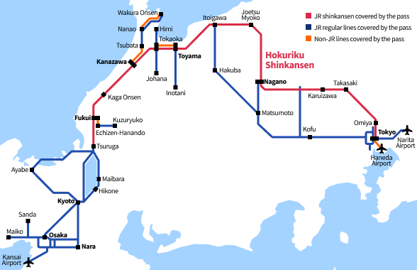 Hokuriku Arch Pass map