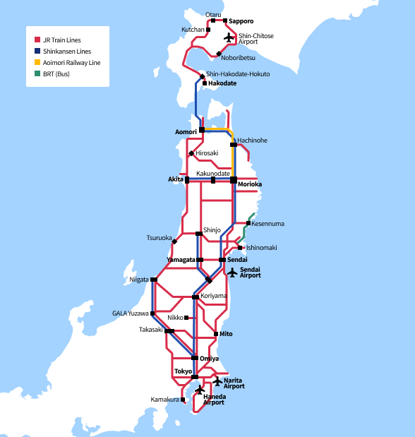 Carte du JR East - South Hokkaido Rail Pass