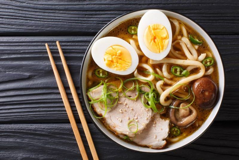 Udon soup, a traditional japanese dish.