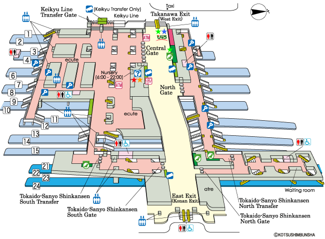 Carte de la gare de Shinagawa